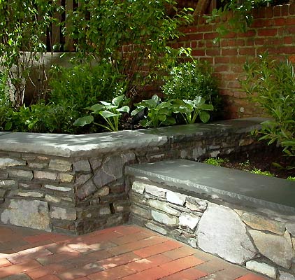Built in stone planters